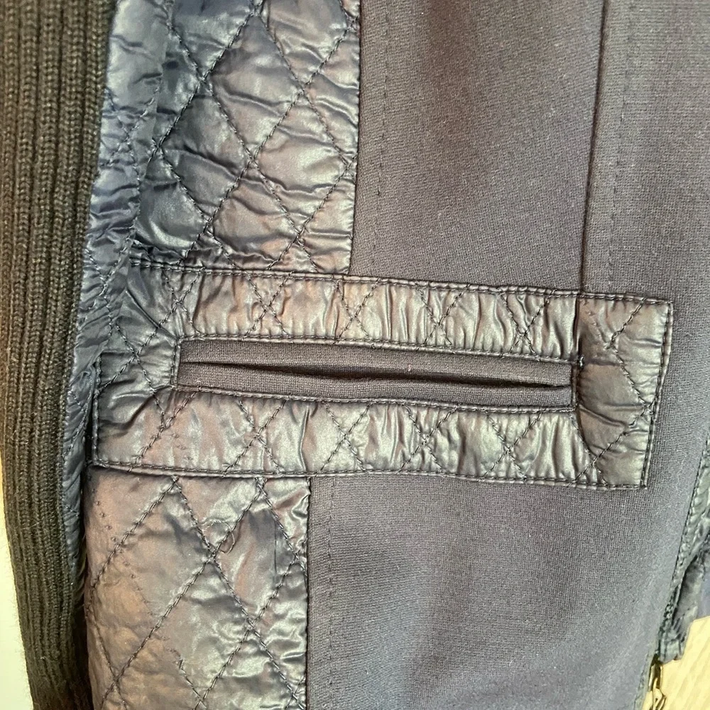 TOM CROWN by Marcona Navy Blue Quilted Knit Zip Front Jacket Sz US 12 42 Germany